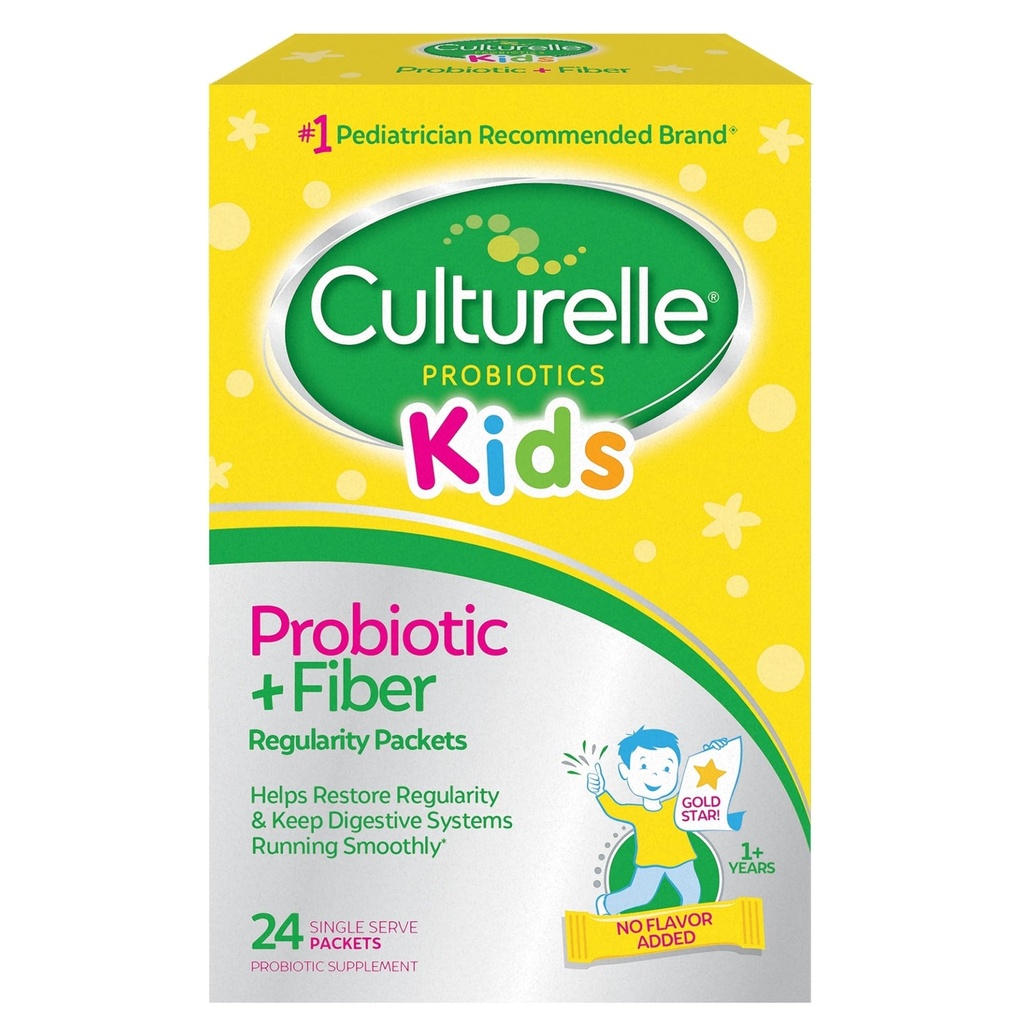 Culturelle Kids Probiotic + Fiber Packets (Ages 3+) - 24 Count - Digestive Health & Immun Support - Hilft Restore Regularity (Verpackung kann variieren)