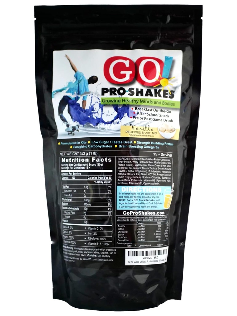 GO Pro Shakes – Protein Powder Smoothie für Kinder & Teens – Gesunde Snack – kein Zucker hinzugefügt – unterstützt Wachstum & Stärke – cremige Vanille Flavor