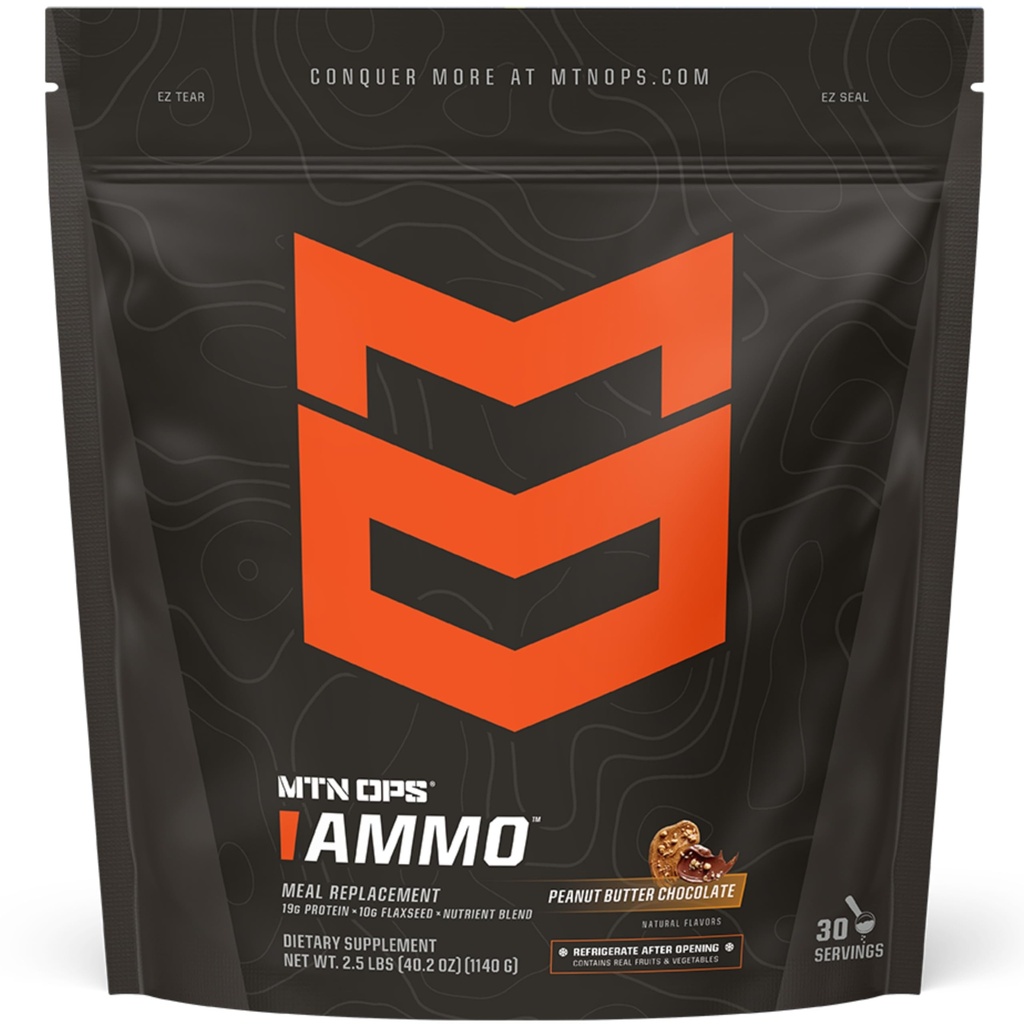 MTN OPS Ammo Protein Pulver Meal Ersatz Shake für Lean Muscle Building, 28 Servierungen, Erdnussbutter Schokolade