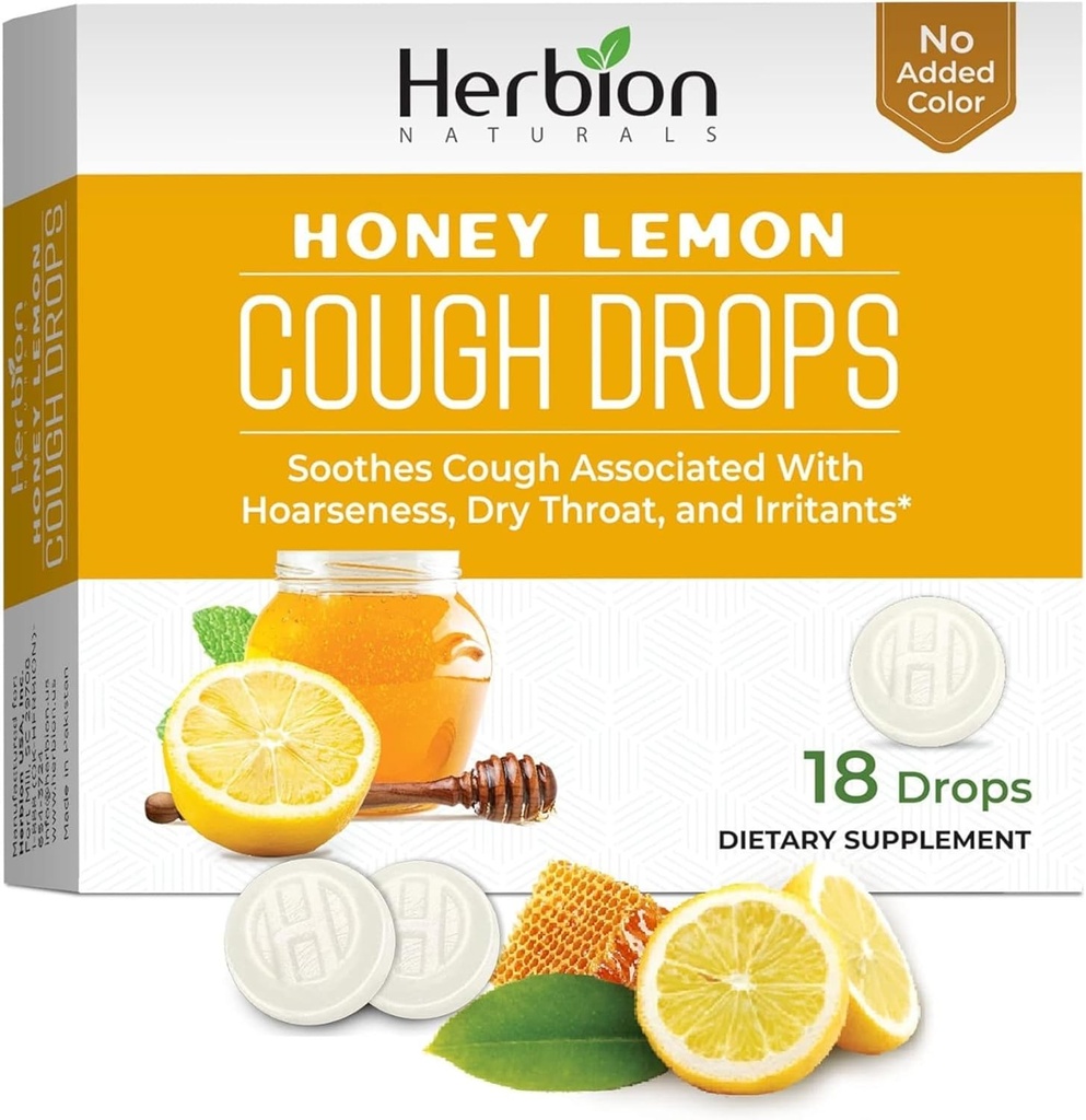 HERBION Naturals Hustentropfen, Nahrungsergänzungsmittel, Beruhigt Husten, für Erwachsene und Kinder über 6 Jahre, keine künstliche Geschmack, keine hinzugefügte Farbe (18 Graf (Pack von 1), Honig Zitronen)