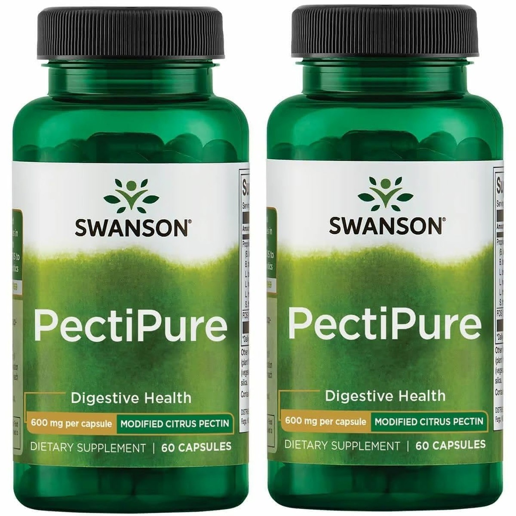 Swanson PectiPure Modified Citrus Pectin-Supports Verdauungs-Gesundheit und zelluläre Gesundheit-Delivers Minimum von 82% Galacturonsäure-Natural Wellness Supplement (60 Kapseln, je 600mg) 2 Packung