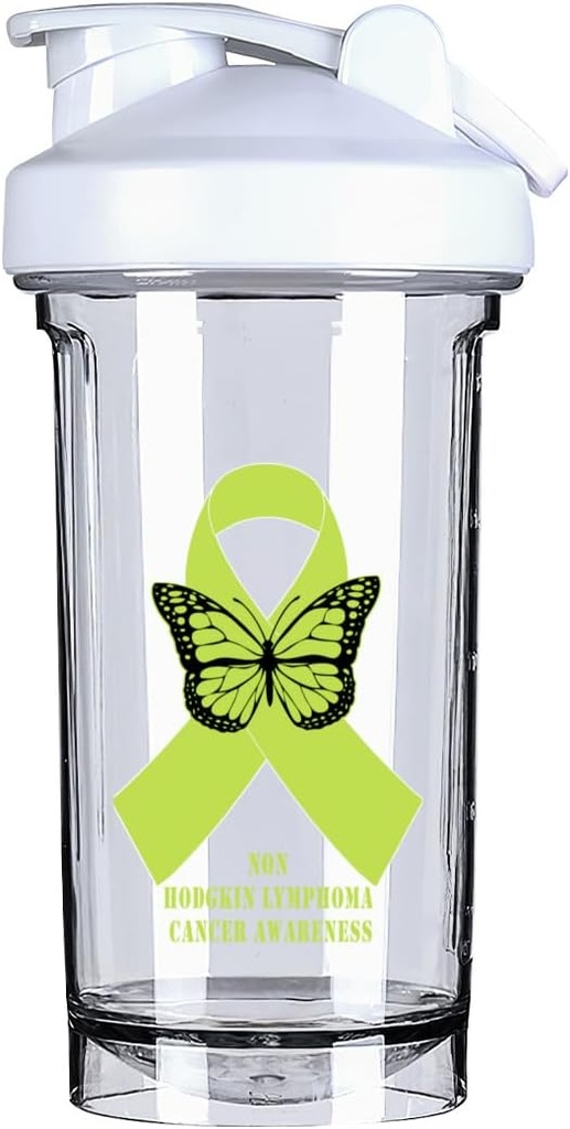 Non Hodgkin Lymphom Cancer Awareness 18 Unnce Shaker Bottle Drink Mixer Leak-proof Pre Workout Protein Shakes Meal Ersatz Shakes Flaschen 500ML/18 Oz Weiß