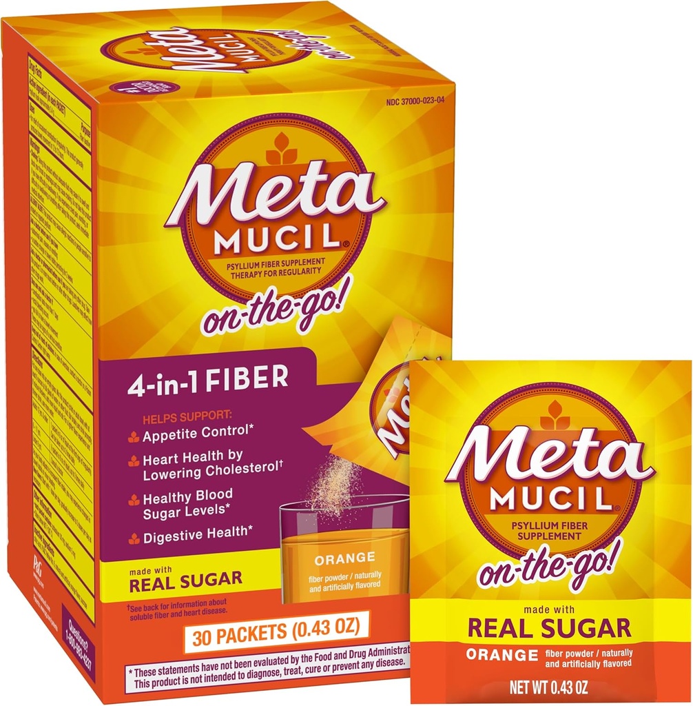 Metamucil Fiber Singles glatte Textur Orange - 30 Packungen, 12.9 Unze (Pack von 1)