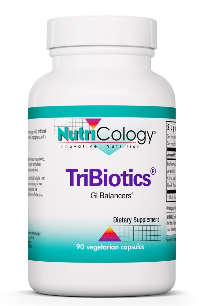 Nutricology Tribiotics - GI Balancers, Gut Health, Berberine Sulfat, Citrus Seed Extract, Black Walnut Hulls, Vegetarische Kapseln - 90 Count