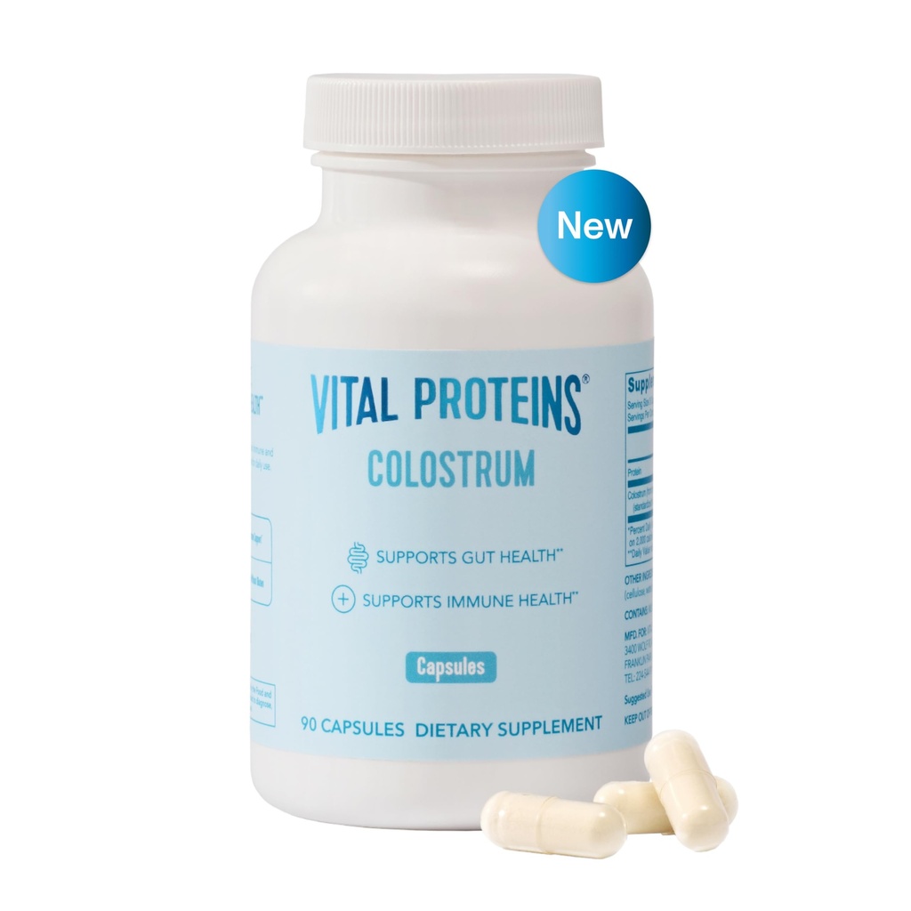 Vitalproteine Bovine Colostrum Supplement 90 Kapseln für Gut Health, Immununterstützung mit 40% IgG Premium Bovine Colostrum Superfood, Unflavored, 30 Portionen