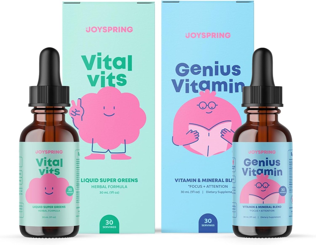 JoySpring Daily Multivitamin mit Burdock Root & Elderberry Bundle | Kinder Vitamine Natürlich Sourced, Non-GMO, Non-Alcoholic Liquid Formula, Immunität Health Support | Vegan & Vegetarische Ergänzungen