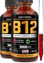 Vitamin B12 Sublingual Liquid Drops 5000 mcg – Vegan Methyl B-12 Ergänzung für Energie & Fokus – B 12 Vitamin für Frauen & Männer – Schnelle Absorption Methylcobalamin – 120 Servierungen – 4 fl oz