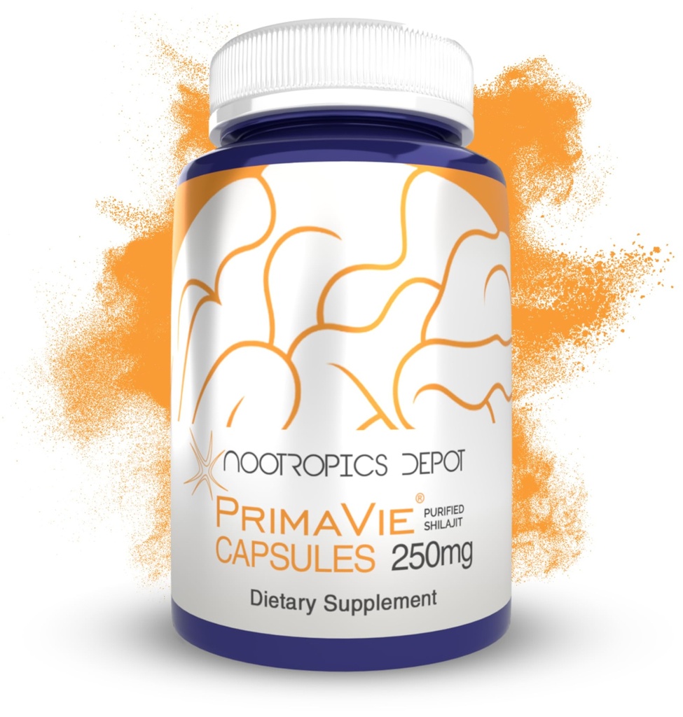 Nootropics Depot PrimaVie Shilajit Kapseln | 250mg | 30 Count | Purified Extract | Ayurveda Supplement | Unterstützt Mitochondriale Funktion + Boosts Endurance