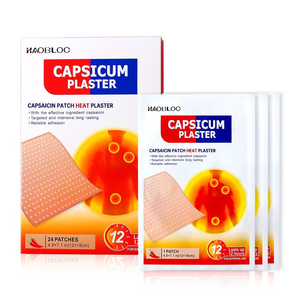 24 Stk Capsicum Plaster Capsaicin Patch (7.09 * 4.72 in), Porous Capsicum Heat Plaster