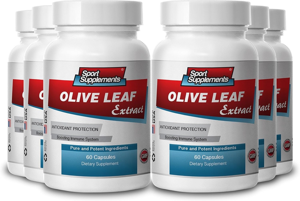 Sport-Ergänzungen Olivenblatt Extrakt Leistungsstarkes Antioxidans, Immunsystem Gesundheit 500mg (6 Flaschen, 360 Kapseln)