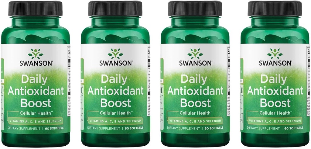 Swanson Vitamins Daily Antioxidant Boost - fördert zelluläre Gesundheit und Immununterstützung - unterstützt natürliche Defensive Nourishment - (60 Softgels) 4 Pack