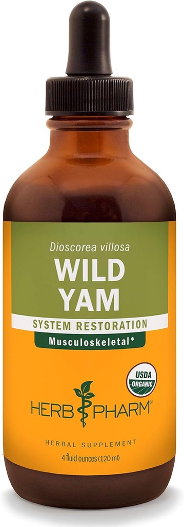 Herb Pharm Certified Organic Wild Yam Liquid Extract für Musculoskeletal System Support - 4 Unze