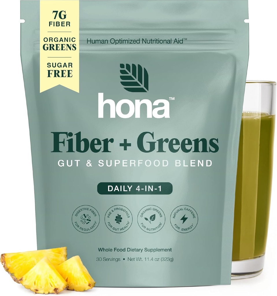 Gut & Superfood Blend, Grüns Pulver mit Präbiotika, Probiotika, Fiber & Natural Caffeine, Glutenfrei, Sugar Free, Dairy Free, Vegan Non GMO Greens Superfood Powder, 30 Srvgs