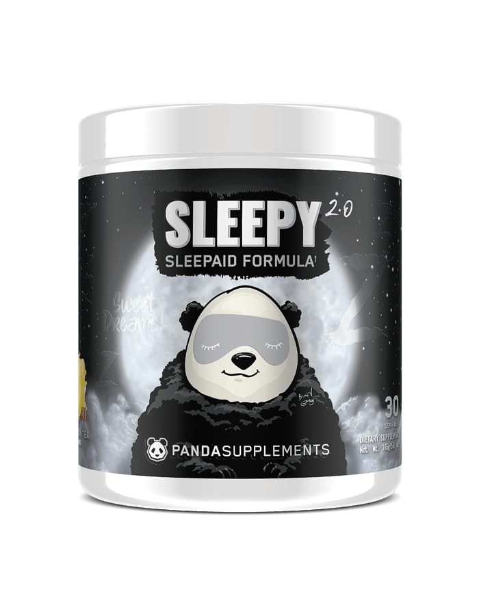 Underground Bio LabsTM Panda SUPPS – Sleepy 2.0 Natürliche Schlafhilfe Formel: 5mg Melatonin, 300mg GABA, Kamillenextrakt, (Honey Lemon Tea) 30 Servietten