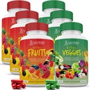 Gerechtigte Laboratories (6 Pack Vital-Fruchten und Gemüse-Ergänzung Ganze Lebensmittel Rot & Grüne Superfoods Non GMO Vegan Friendly 540 Veggie Kapseln 6 Flaschen