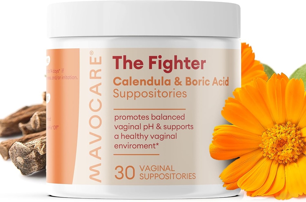 MavoCare Borsäure Suppositorien für Frauen – 600mg mit Calendula & Vitamin E – BV & Hefe Infektion Unterstützung, pH Balance, Odor Relief, Fast-Dissolving, Moisturizing, Vegan Formel