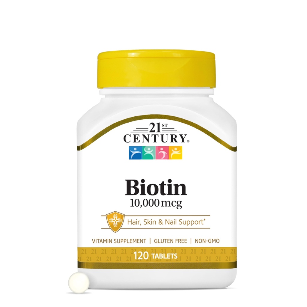 Biotin Tabletten aus dem 21. Jahrhundert, 10.000 mcg, Unflavored 120 Count
