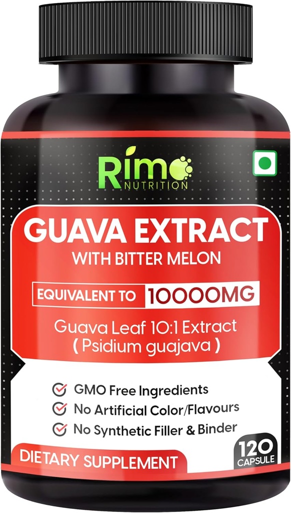 Guava Blatt Extrakt mit Bitter Melon 120 Veg Kapseln 1000 mg pro Portion (120 Kapseln, Guava)
