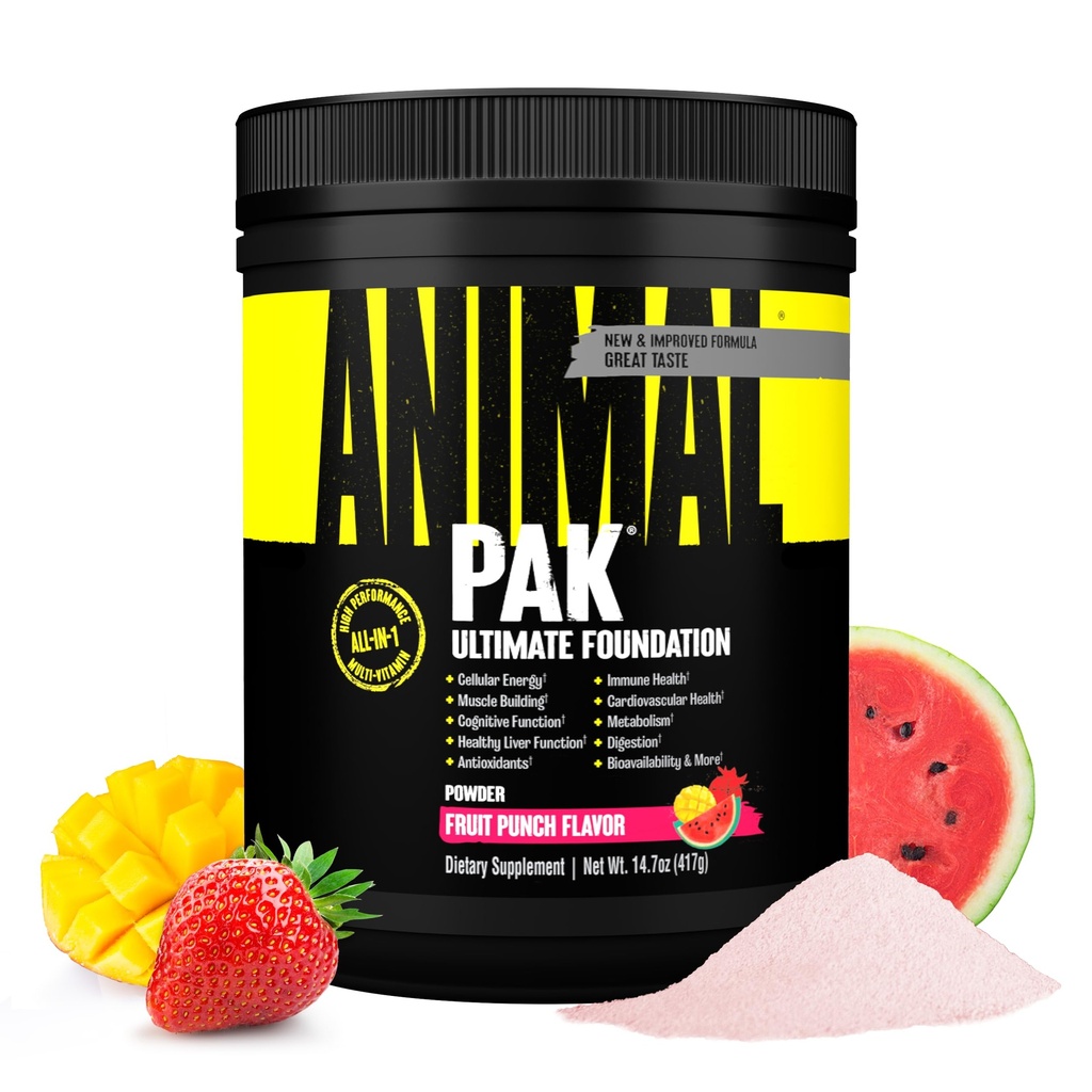 Animal Pak - Convenient All-in-One Vitamin & Supplement Powder - Zink, Vitamine C, B, D, Aminosäuren, Immununterstützung, Verdauungsenzyme und mehr - Daily Multivitamin for Women & Men - 60 Scoops