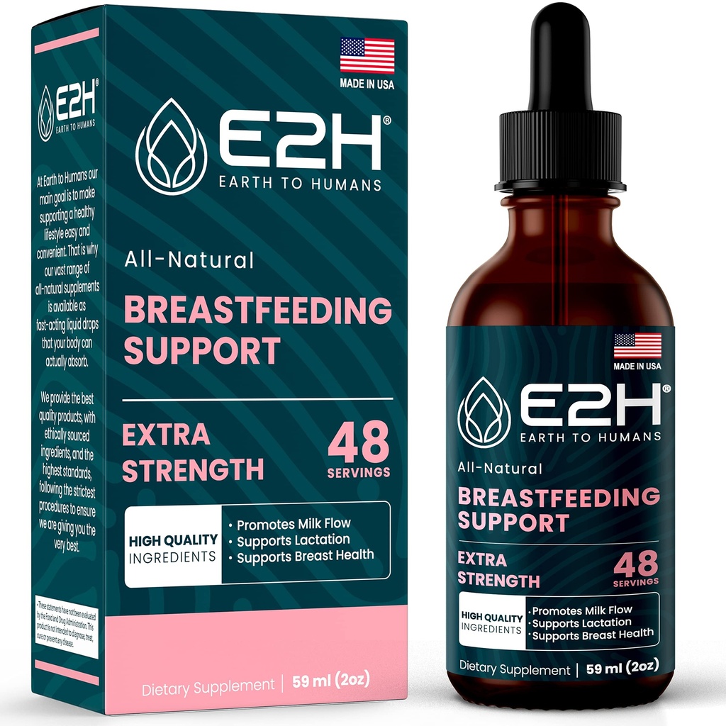 E2H Breastfeeding Supplement and Lactation Support - Liquid Lactation Supplement - Enthält Fenugreek, Milchdistel, Fenchel und mehr - Kein Alkohol - Vegan - 2 Fl Oz