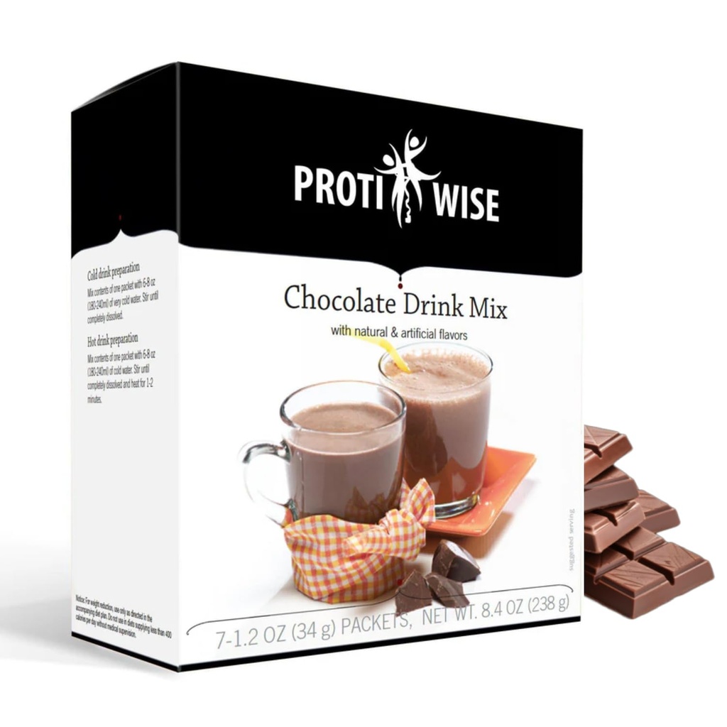 ProtiWise High Protein Drink Mix | Schokolade | Low Calorie, Low Fat, Low Sugar, Keto Friendly | 7/Box