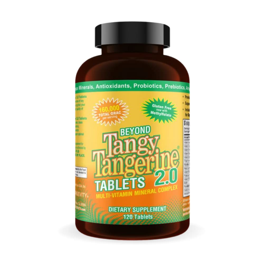 Youngevity Beyond Tangy Tangerine 2.0 Multi-Vitamin & Mineral Complex - Made with Natural & Whole Foods | 160.000 ORAC | 120 Tabletten | 1 Flasche