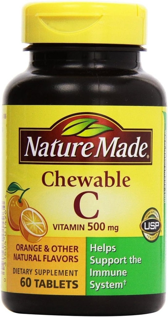 Natur Made - Vitamin C 500 mg, 120 Kautabletten (Twin Pack 2 x 60)