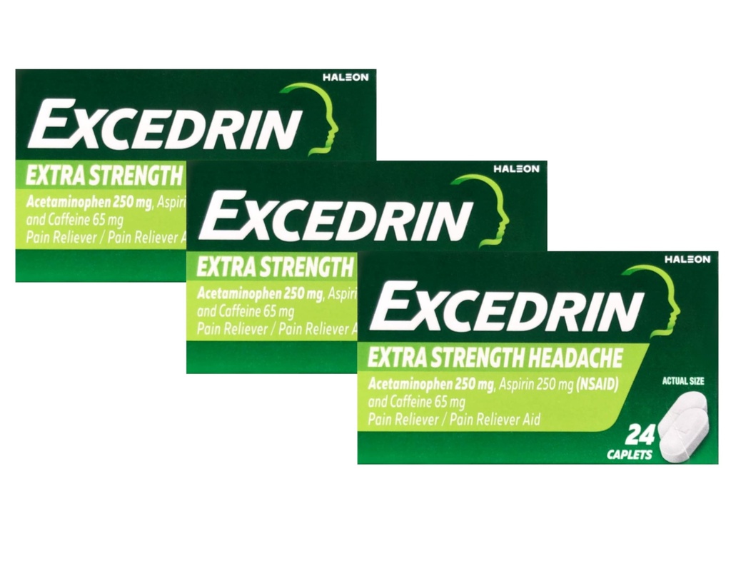 Excedrin Extrastärke - 24 Kapseln, Packung mit 3