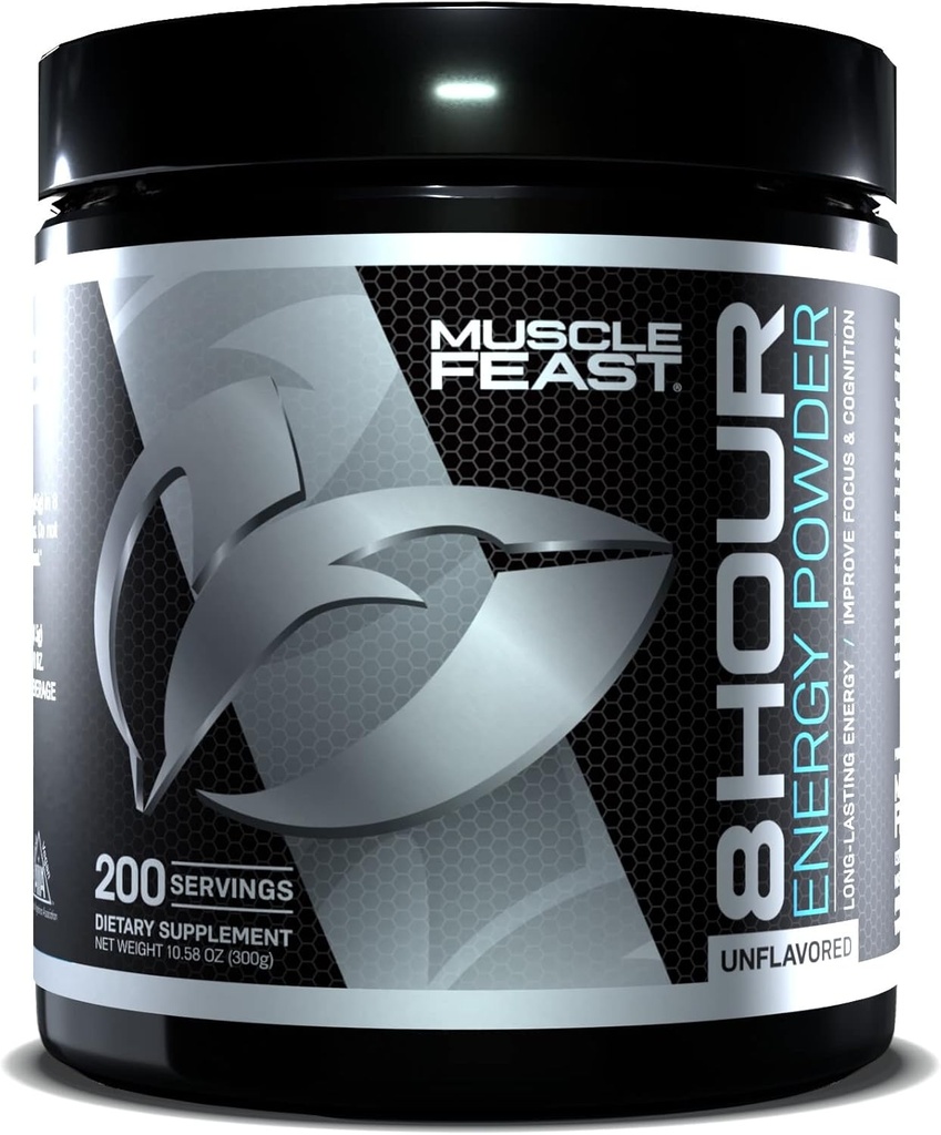Muscle Feast 8 Hour Energy All Natural Keto-Friendly Sugar Zero Calorie, Unflavored, 300g