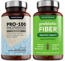 Vitamin Bounty Pro-100 Probiotics & Prebiotic Fiber Bundle: Ultimate Gut Health Support mit 13 Strains, 100 Billion CFUs, Zink & Vitamin C, Delayed Release Capsules - 90 Kapseln