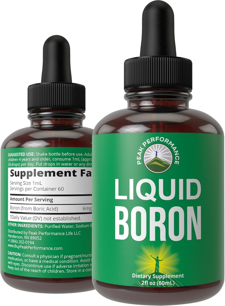 Liquid Boron Supplement für Männer und Frauen. Gemint in den USA. Vegan + Ionic Trace Mineral Tropfen mit hoher Bioverfügbarkeit für Knochen, Joint Health. Null Zucker, kein Bitter Geschmack. Boron Complex Ergänzungen
