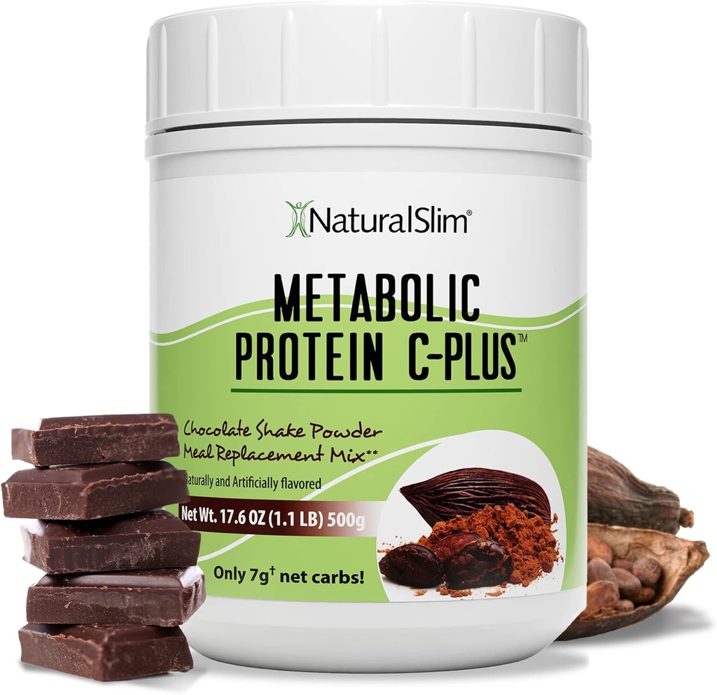 NaturalSlim Protein Powder mit Vitaminen und Mineralien Metabolic C-Plus - Meal Replacement Powder Fortified with Vitamin C, Zinc & Amino Acid - Chocolate Protein Powder 10 Serviers 1.1 lb.