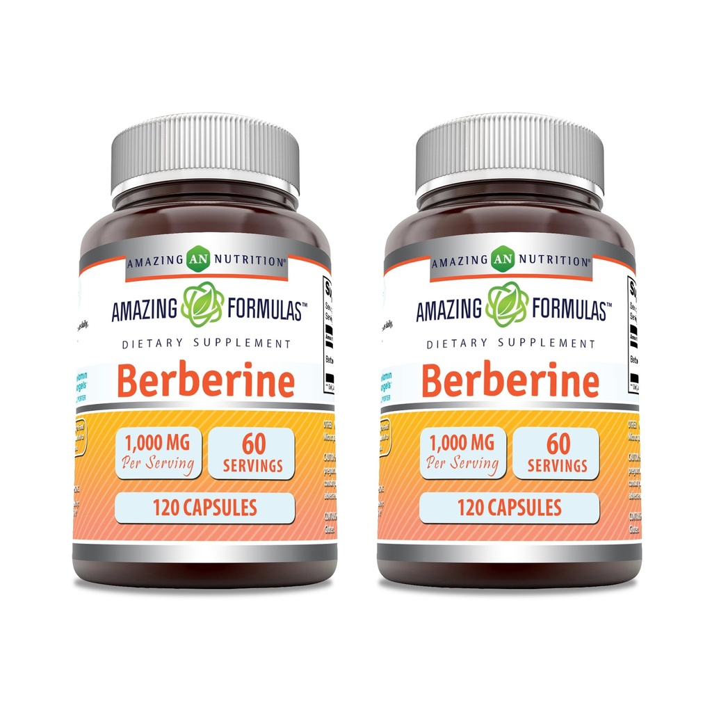 Erstaunliche Formeln Berberine 1000mg Pro Servierkapseln Ergänzung | Non GMO | Gluten Free | Made in USA (120 | 2 Pack)