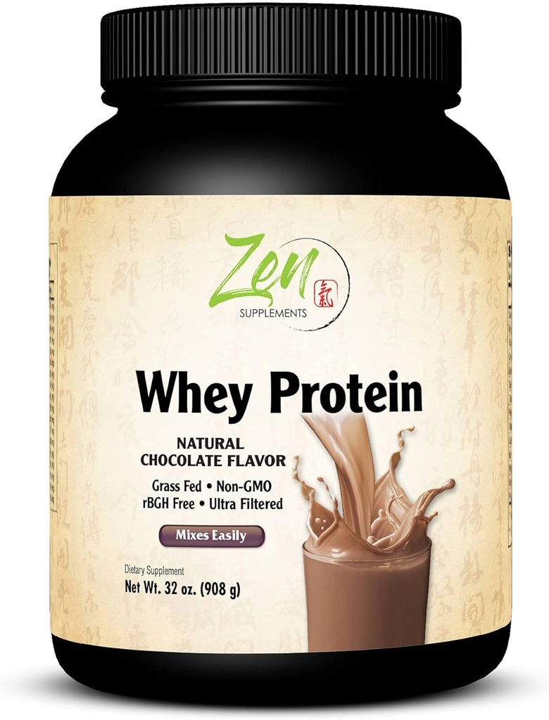 Zen Supplements - Bio Gras Fed Whey Protein 19g Pro Servieren Keto Friendly - Schokolade 32 Oz-Powder