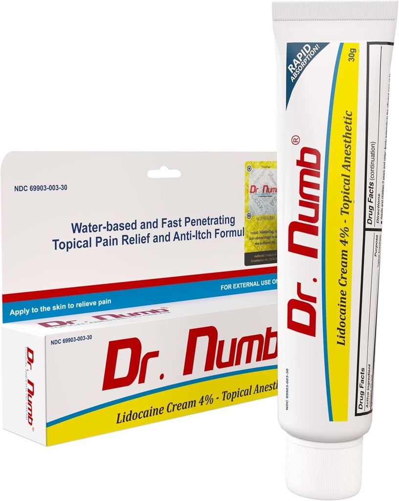 Dr. Numb 4% Lidocaine Cream – topische Anorektualisierung zur vorübergehenden Linderung von Hämorrhoiden und lokalen Störungen – mit Vitamin E – 30g (1 Packung)