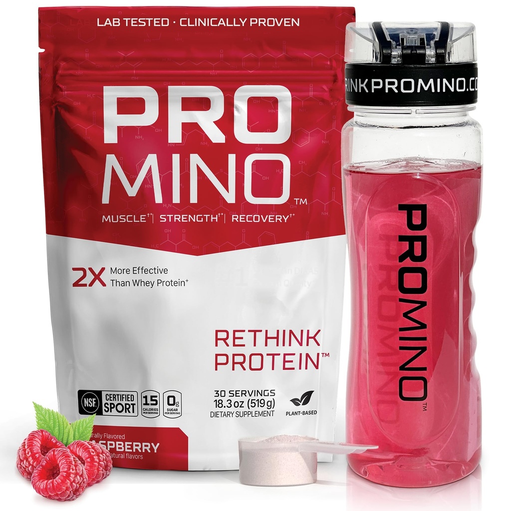 Promino® Essential Amino Acid Muscle Drink – 2X Mehr Effektive Than Whey – NSF zertifiziert für Sport – Sugar-Free Recovery Fuel – Raspberry, 30 Servietten