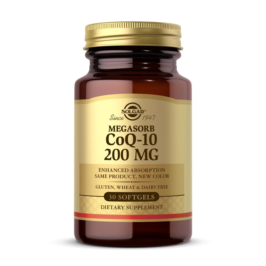 Solgar Megasorb CoQ-10 200 mg - 30 Softgels - Verbesserte Absorption - Glutenfrei, Molkefrei - 30 Portionen