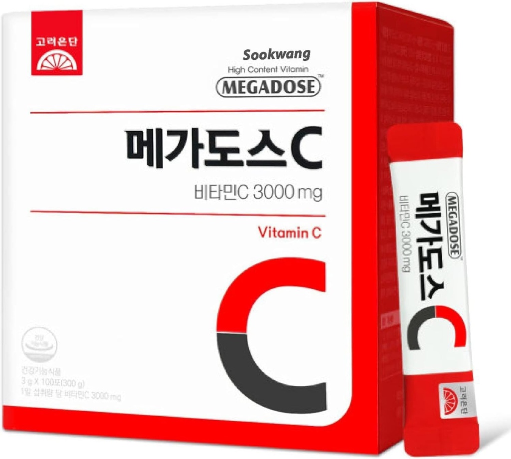 Korea MEGADOSE Vitamin C Pulver 3000mg | Pulver Typ | 100s | Hoher Gehalt Vitamin 3g*100 Sticks (Gesamt 300g)
