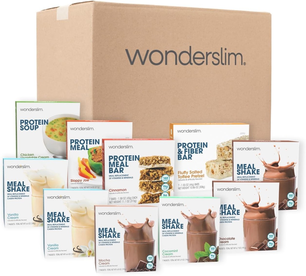 Wonderslim 2 Week Weight Loss Meal Kit – 70 Fertig Diät-Lebensmittel für Gewichtsverlust, Fertige Mahlzeiten & Snacks für Männer & Frauen, mit eingebauter Struktur für Langzeiterfolg