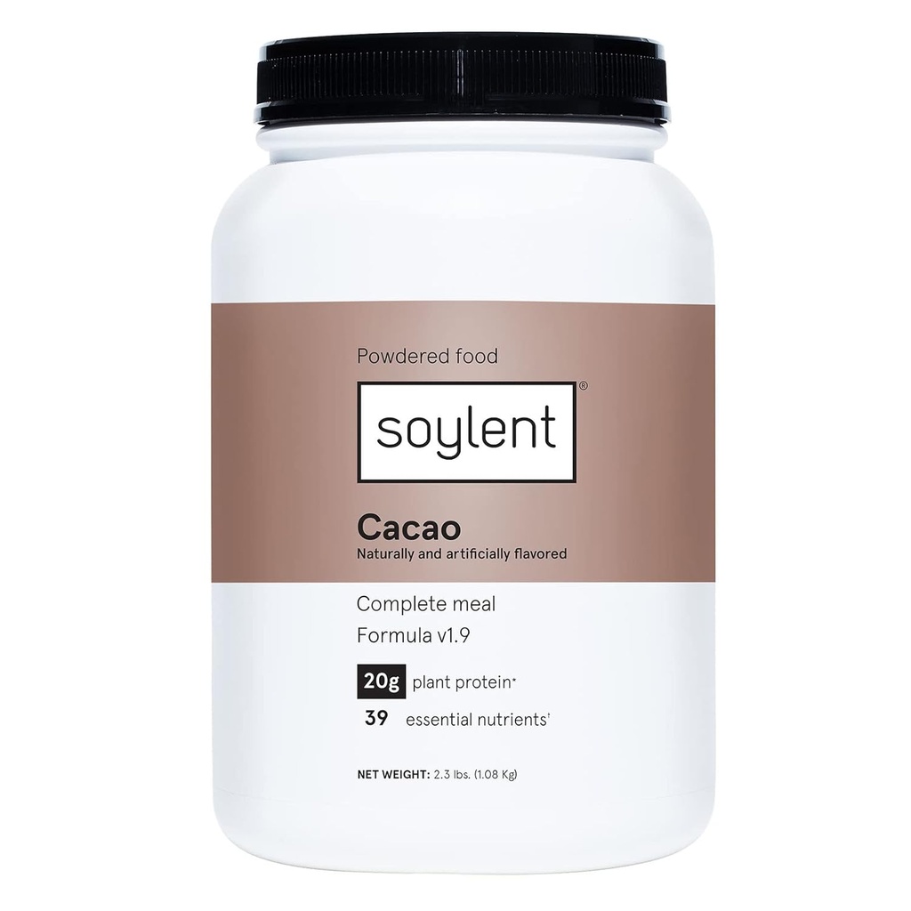 Soylent Complete Nutrition Meal Replacement Protein Powder, Cacao - Plant Based Vegan Protein, 39 Essential Nährstoffe - 36.8oz
