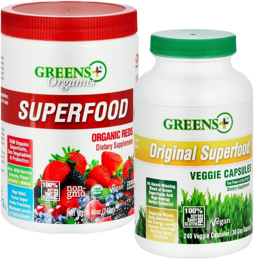 Grüns+ Bio Reds Superfood Pulver Bio Super Veggie Kapseln