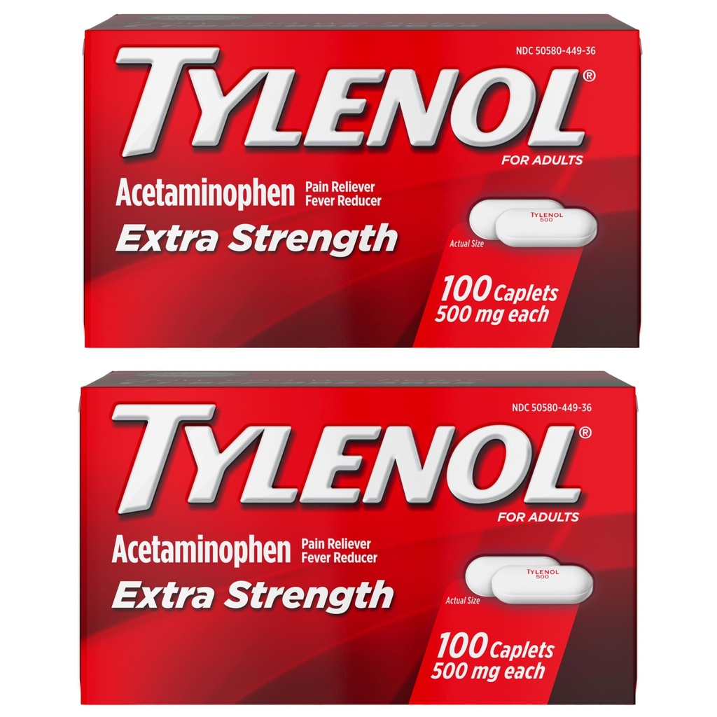 Tylenol Extra Strength Pain Reliever und Fever Reducer Caplets, 500 mg Acetaminophen, Schmerzlinderung Pillen für Kopfschmerzen, Rückenschmerzen, Toothache und minderjährige Arthritis Schmerzlinderung, 200 Count