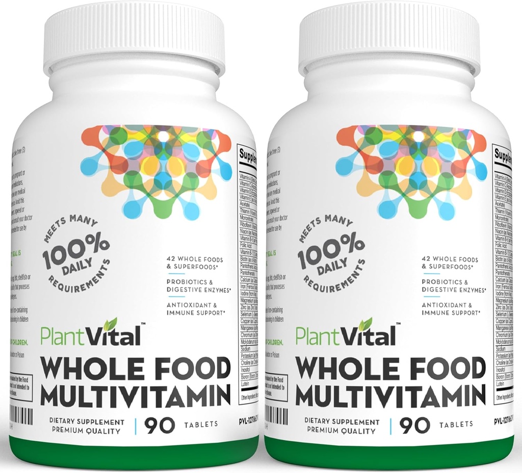 Plantvital Ganzes Lebensmittel Multivitamin - Multivitamine mit 42 Superfoods Raw Veggies und Früchte Vitamine Erde Energie Früchte und Gemüse ergänzen reine Obst- und Gemüsezusätze - 180 Tabletten