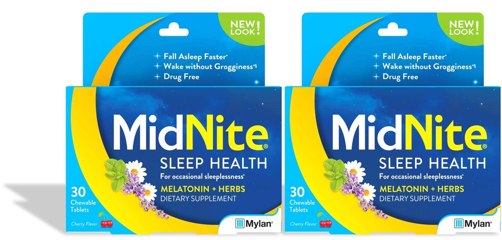 MidNite natürliche Schlaf-Ergänzung, Kautabletten, Cherry Flavored, 30 Count (Pack von 2)