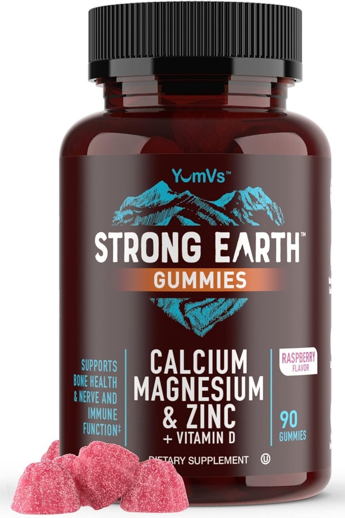 Calcium-Magnesium Zink-Gummien mit Vitamin D3 – Calcium-Magnesium-Zinc-D3-Ergänzung-Gummi-Gummi unterstützt Knochenfestigkeit und Immununterstützung – Tasty Kosher Gummy Vitamins – 90 Count
