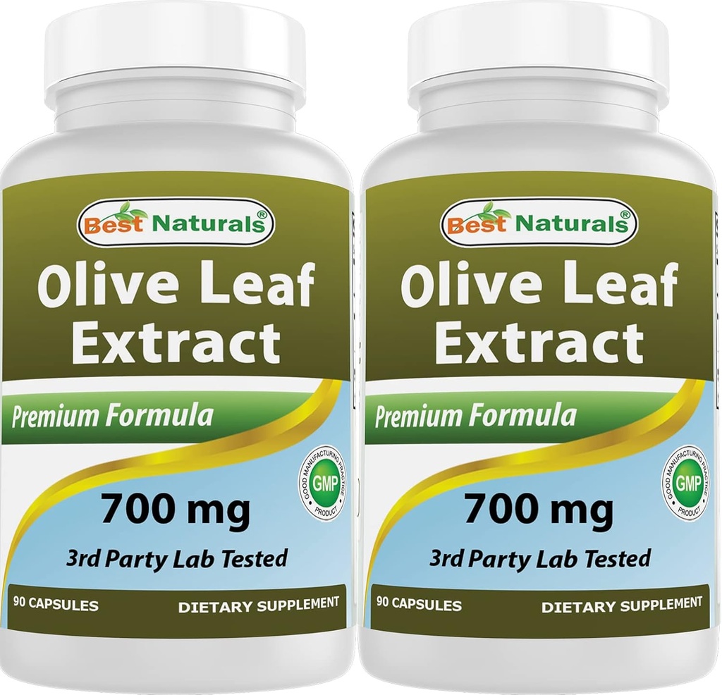 Best Naturals 2 Pack Olivenblatt Extrakt 700mg 90 Kapseln (Gesamt 180 Kapseln)