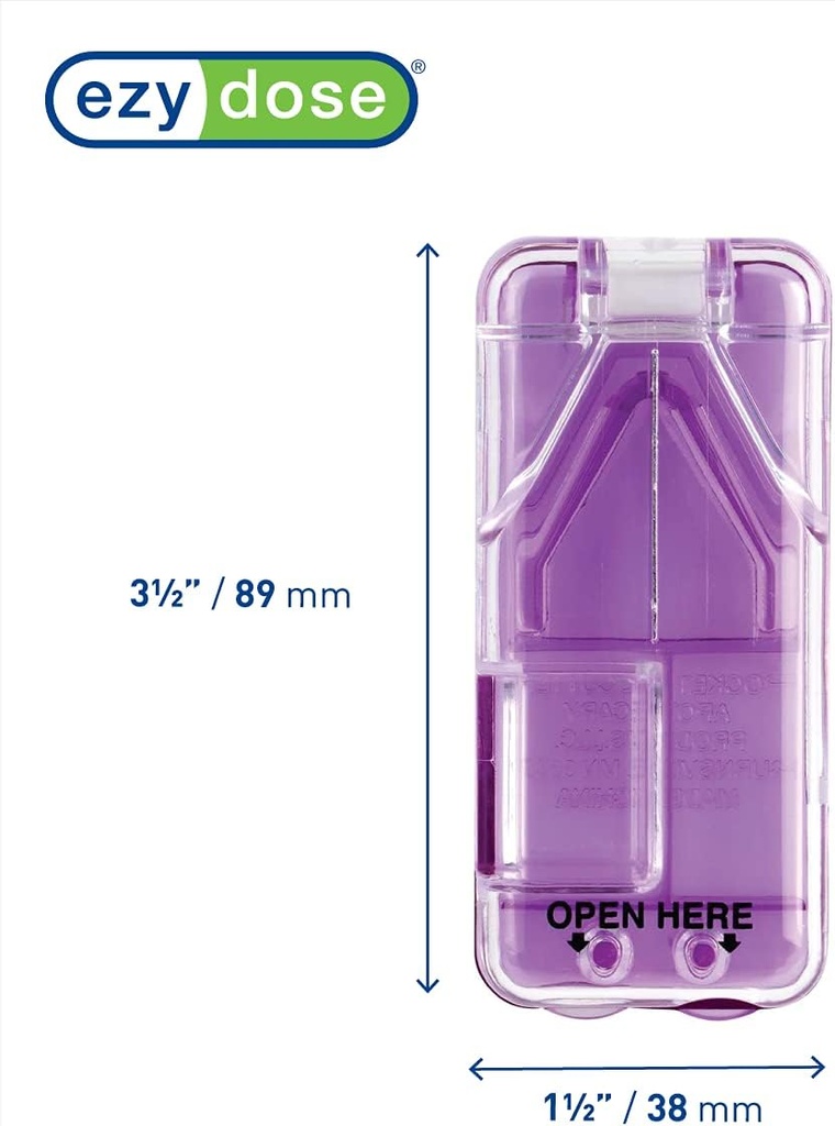 Ezy Dose Pille Cutter und Splitter mit Spender, Schneiden Pillen, Vitamine, Tabletten, Edelstahl Klinge, Reisen Sized, Farben Mai Vary (Pack von 2)