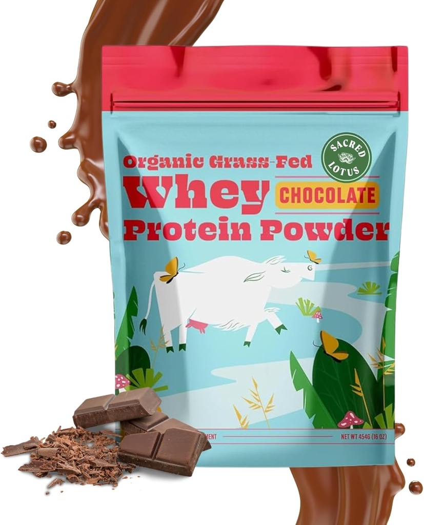 SunLife Organics Grass Fed Whey Protein Powder Chocolate | 100% Bio-Protein-Pulver für Männer & Frauen, Natürlich mit Cacao, Coconut Creamer und Stevia (16 Oz) 15 Servierungen