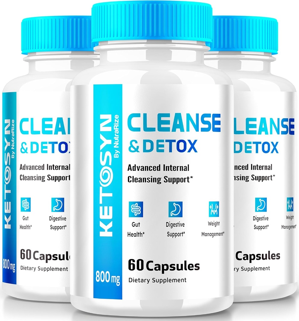 (3 Pack) Ketosyn Cleanse & Detox Capsules, Ketosyn Pillen für fortgeschrittene Gewichtsverlust, maximale Stärke Keto Blend Support Supplement, Keto Syn Interne Reinigung Pastillas Bewertungen (180 Kapseln)