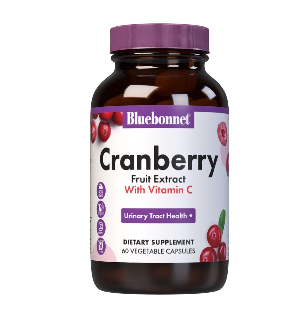 Bluebonnet Nutrition Cranberry Fruit Extract, Urinary Tract Support*, Non-GMO, Kosher-Certified, Vegan, Glutenfrei, Sojafrei, Dairy-Free, 60 Gemüsekapseln, 60 Serviergeräte